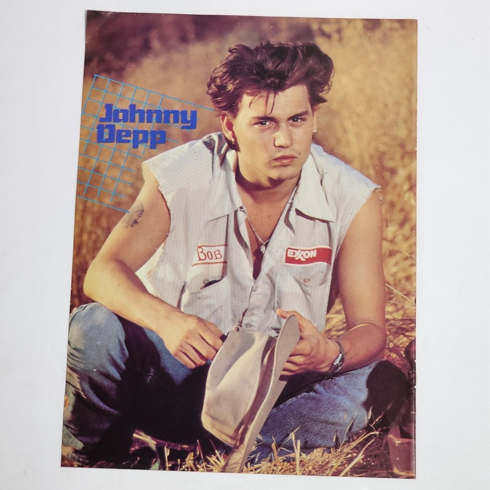 Johnny Depp Exxon Bob cut off sleeves pinup clipping vintage 8x10 1990s